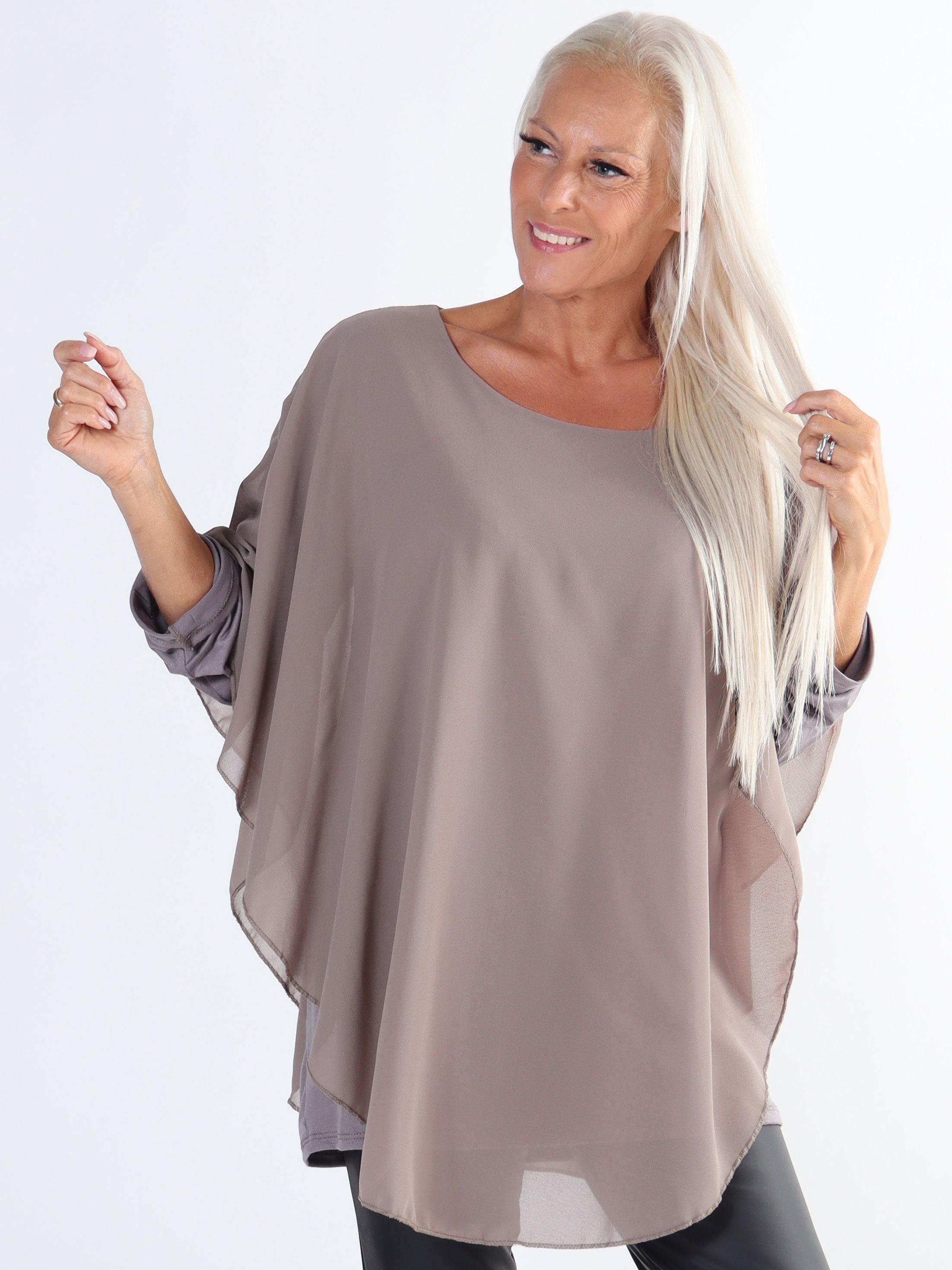 Kenya Shirt - Plus size tunika med chiffonglager